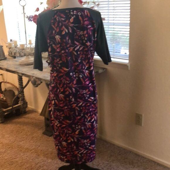 NWOT LuLaRoe charcoal gray, navy and pink shift dress NWOT - Picture 3 of 6